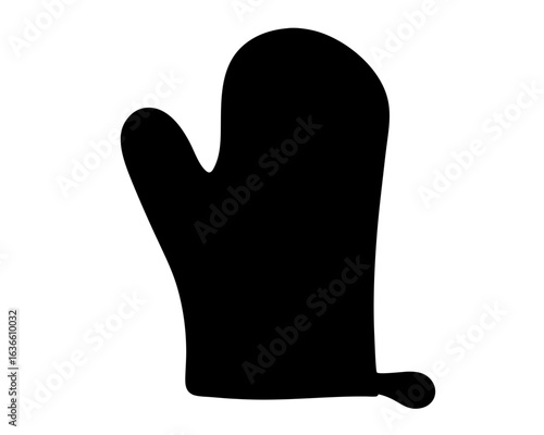 Black Oven Mitt Silhouette for Safe Baking and Cooking in the Kitchen