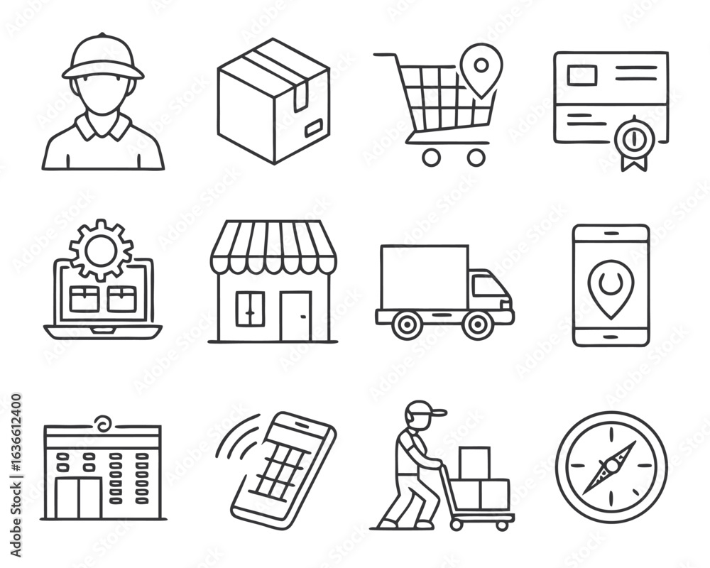 Fototapeta premium delivery-and-e-commerce-logistics-icon-set--thin-l.eps