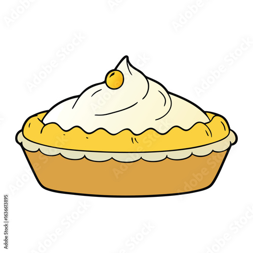Banana cream pie features a buttery crust filled with creamy custard, layered with fresh bananas, and topped with fluffy whipped cream for a sweet, smooth delight.
