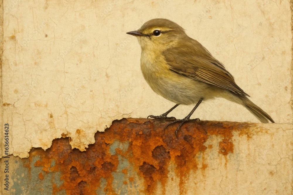 custom made wallpaper toronto digitalA lone songbird perches on a rustic ledge, its gaze fixed on the world beyond