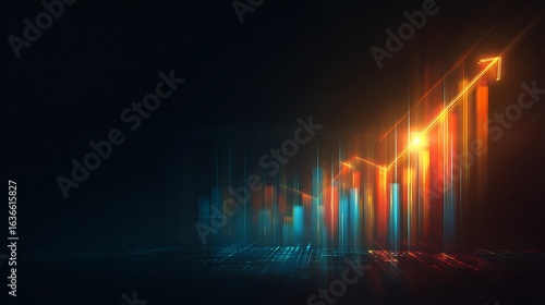 Abstract background glowing financial graphs digital economy fintech concept modern finance upward arrow growth chart tech inspired design