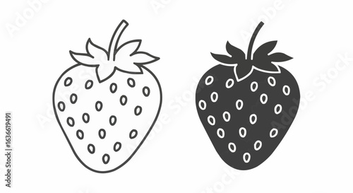 Strawberry line and solid icon, fruits concept, Strawberries sign on white background, ripe strawberry with seeds icon in outline style for mobile concept and web design. Vector graphics. stock 