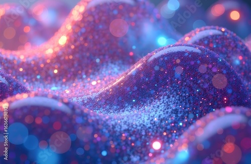 Abstract wave neon cream with glitter, background for text, advertising