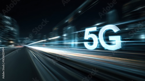 5 g technology night cityscape speed