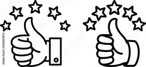 Two thumbs up with stars for excellent rating and good feedback