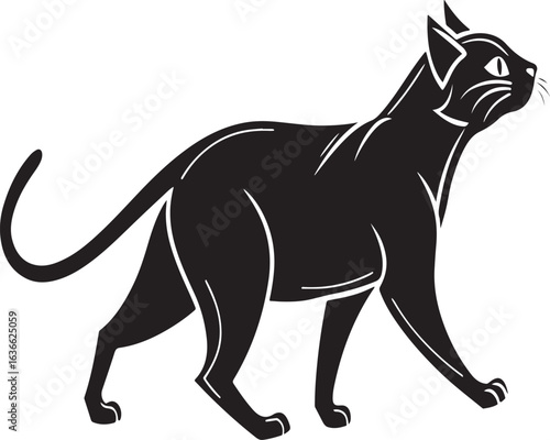 Black cat walking profile silhouette animal feline