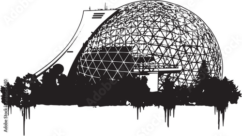 Architectural marvel: The Montreal Biosphere in monochrome with