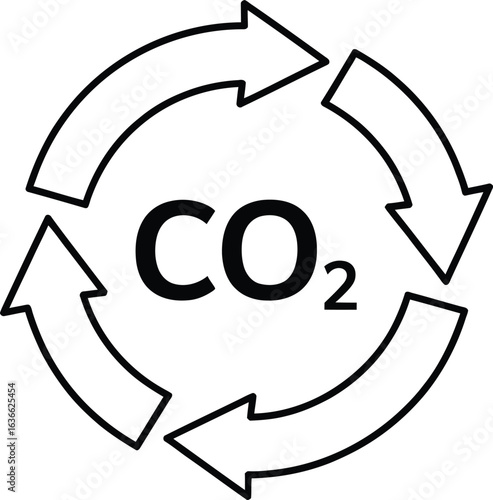 Carbon dioxide cycle with arrows symbolizing continuous flow