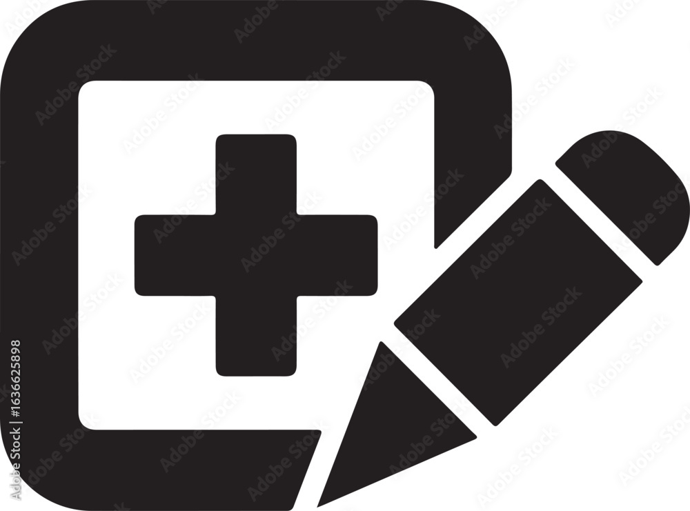 Fototapeta premium edit sign icon vector symbol edit plus healthcare app interface design element