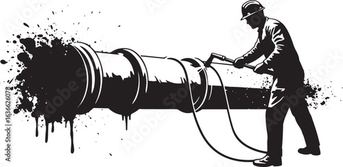 Industrial cleaning vector illustration featuring a worker with