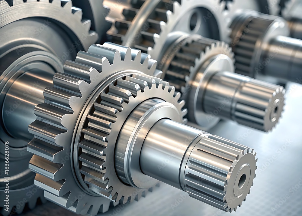 Fototapeta premium Industrial gears and machinery close up mechanical engineering technology high resolution photo