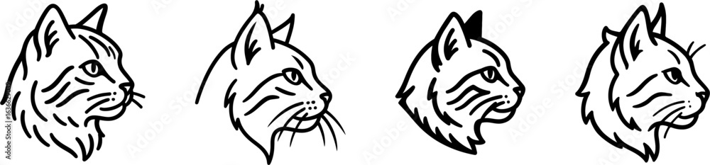 Obraz premium Pixiebob cat head side profile outline vector