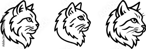 Siberian cat head side profile outline vector