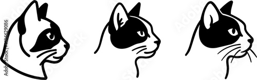 Snowshoe cat head side profile outline vector