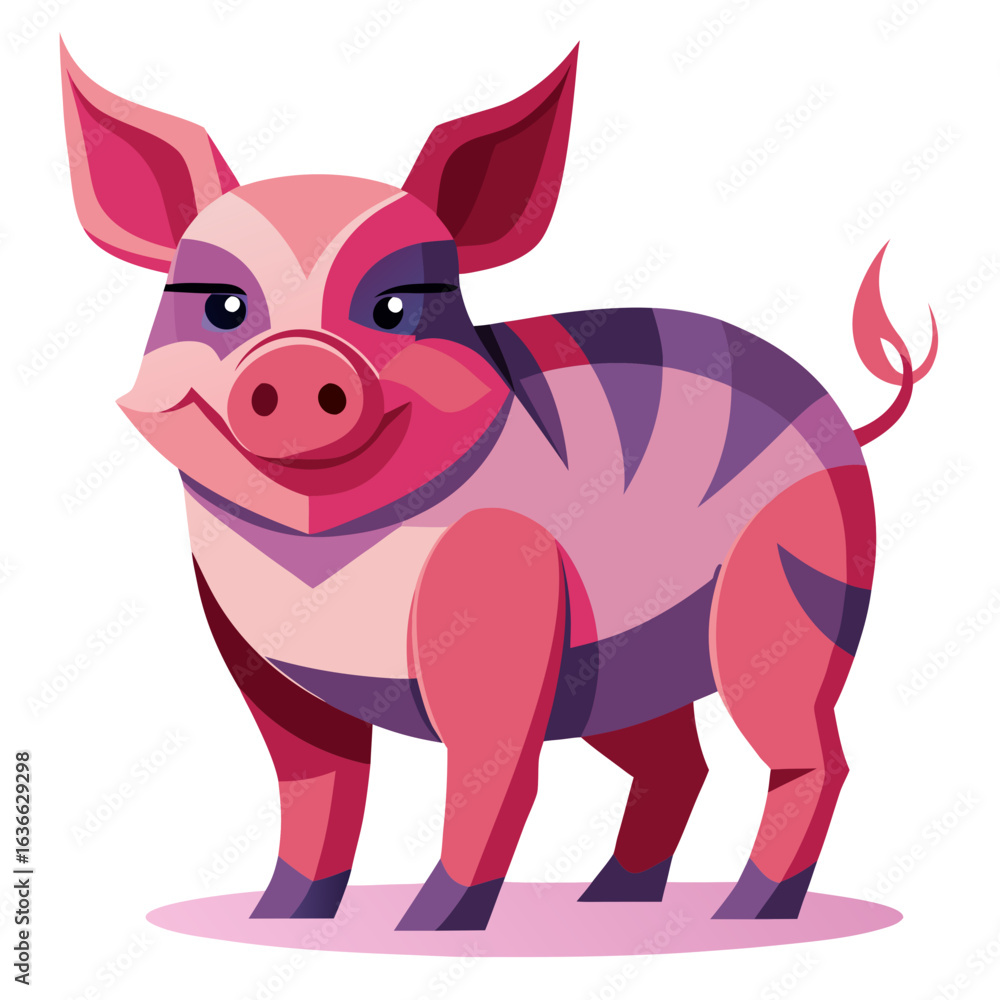 Fototapeta premium vector illustration of yorkshire pig, walking, abstract
