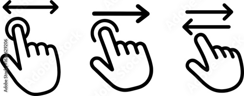 Drag gesture outline vector