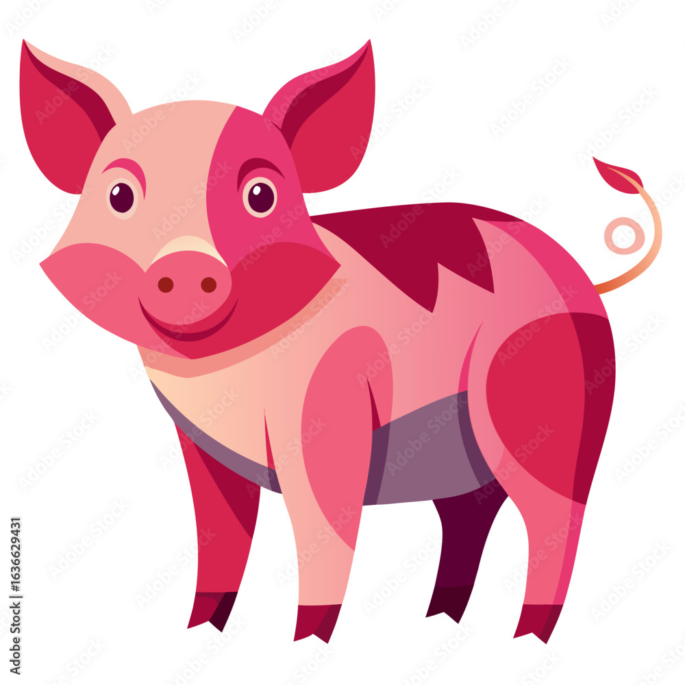Fototapeta premium vector illustration of yorkshire pig, head portrait, abstract