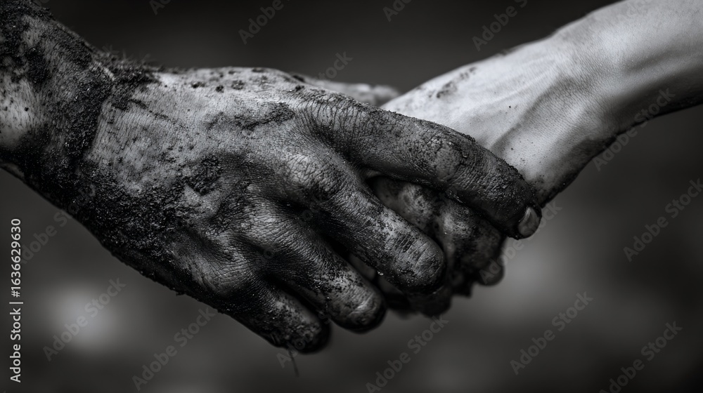 Fototapeta premium Hands of help Reaching out amidst darkness