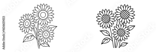 Sunflower coloring pages featuring bright blooms and intricate details for creative expression and relaxation