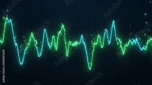 A dualcolor illuminated waveform pulsates against a dark backdrop resembling an advanced technological heart rate monitor