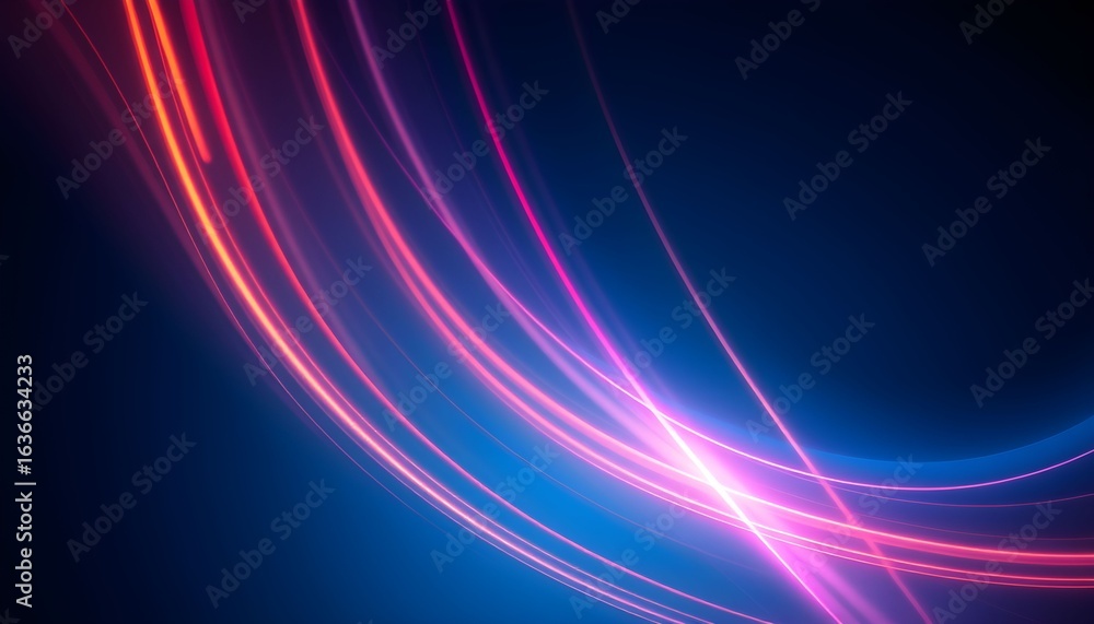 Abstract design with vibrant pink and blue light streaks on a dark background. Abstract design with vibrant pink and blue light streaks on a dark background.
