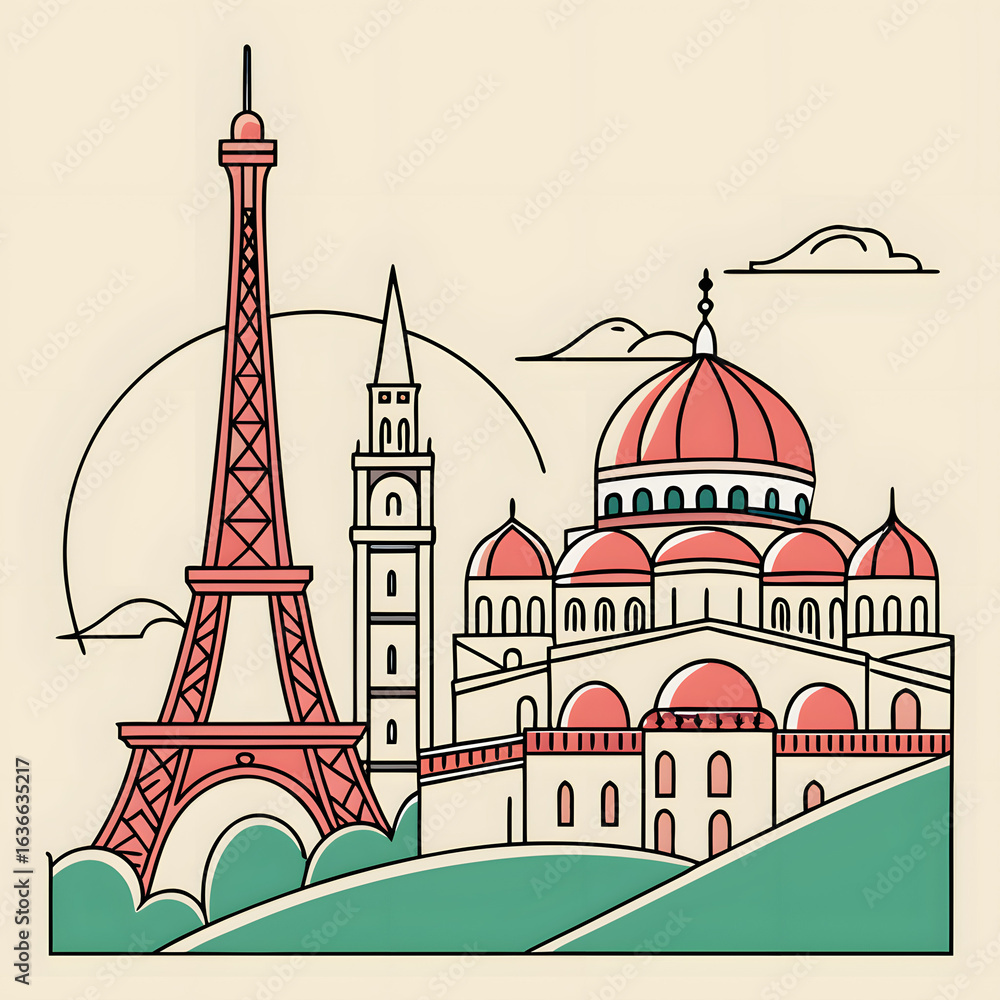 Obraz premium vector illustration of eiffel tower