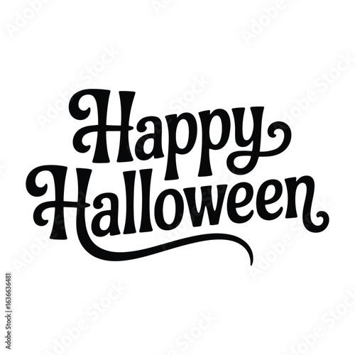 Vector typography happy Halloween horizontal banner template.