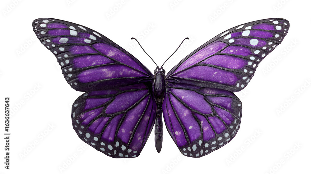 Obraz premium Purple monarch butterfly on white background