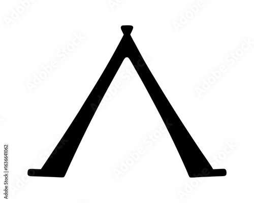 Foto A stylized black symbol in the shape of the Greek letter lambda