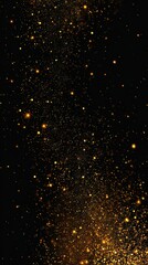 Stunning photo of sparkling dust particles. PNG, Gold sparkle splatter border .Festive background with gold glitter and confetti for celebration. Background with glowing golden.