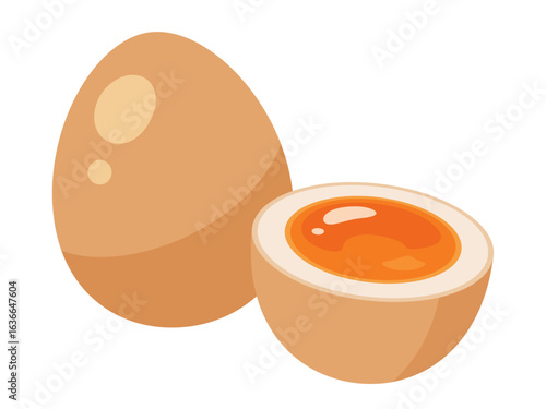 半熟の味玉のイラスト素材