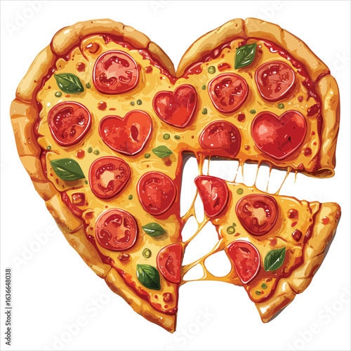 A Heart Shaped Pizza with Heart Shaped Pepperoni is Ready to be Eaten and Shared with the One You Love
