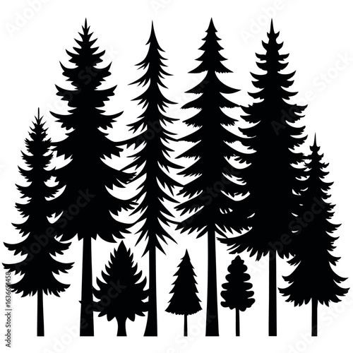 Christmas Tree Silhouettes – Minimal Vector Collection for Holiday and Winter Designs