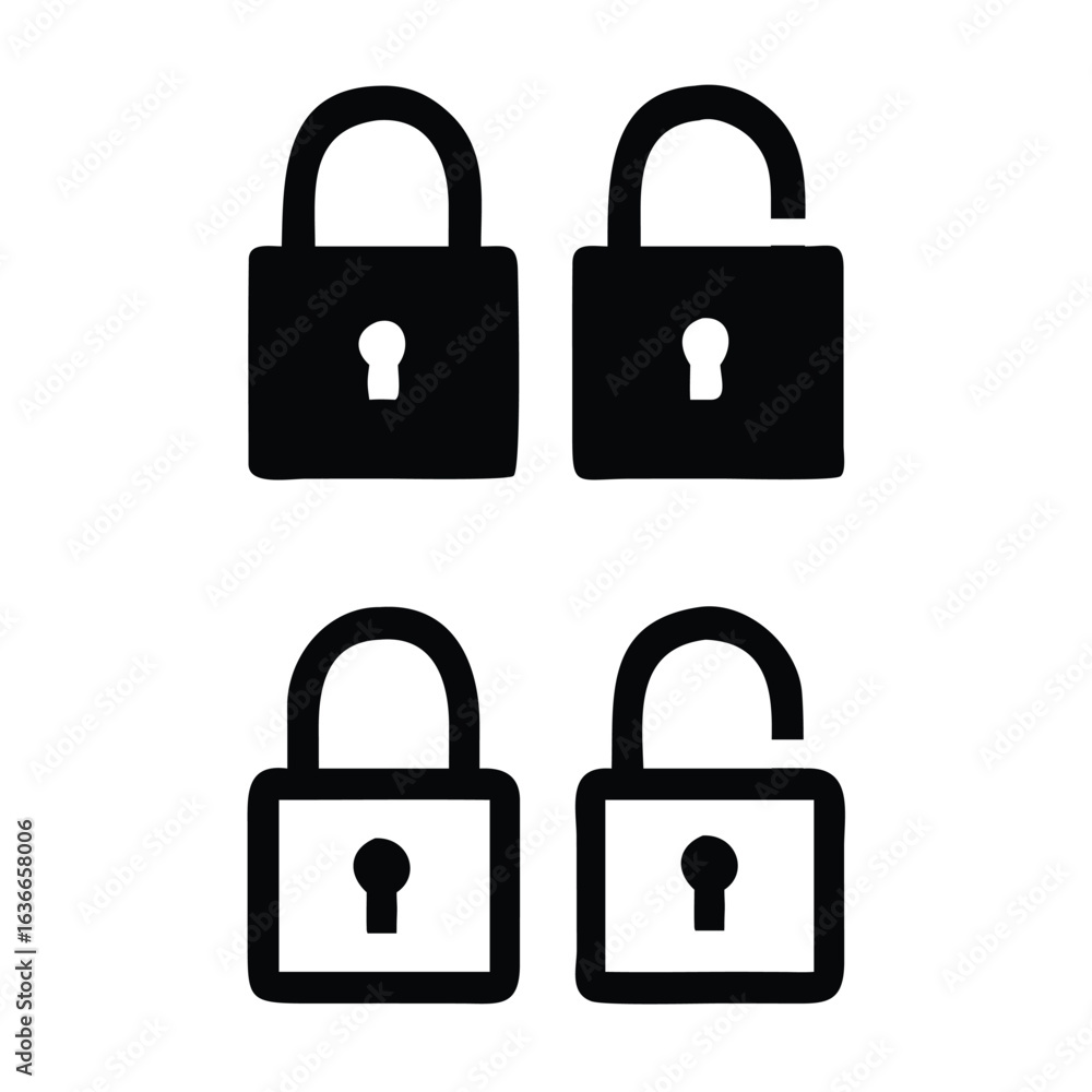 Padlock Icons Security Access Protection Modern Graphic Illustration Set Padlock Icons Security Access Protection Modern Graphic Illustration Set