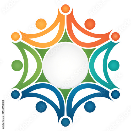 Abstract People Circle Logo - Unity, Community, and Teamwork