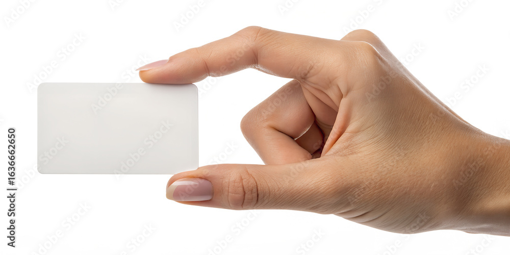Obraz premium Hand Holding Blank White Card - Business and Identity