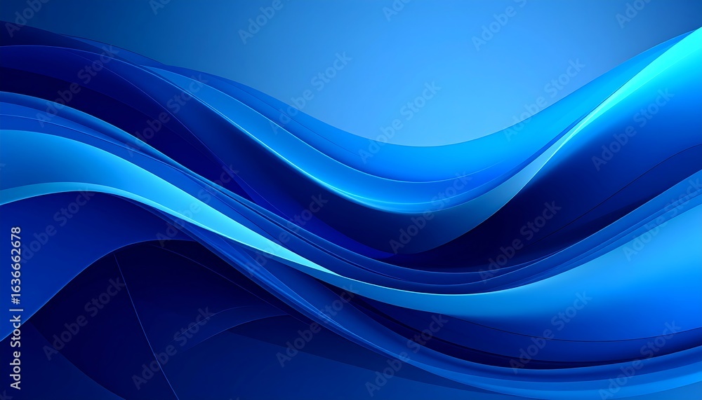 Obraz premium Abstract Blue Waves: Dynamic Flowing Curves and Gradient Lighting for Modern Backgrounds