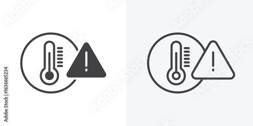 Temperature warning sign icon. Line Art And Clip art Style Design