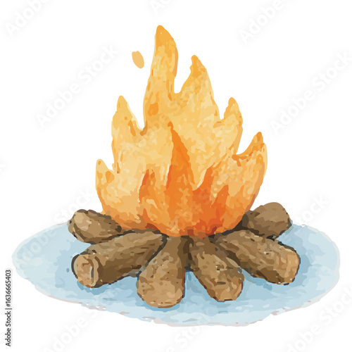 Campfire Flames: Outdoor Fire Pit Illustration