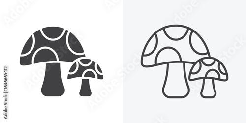 Mushrooms icon. Line Art And Clip art Style Design