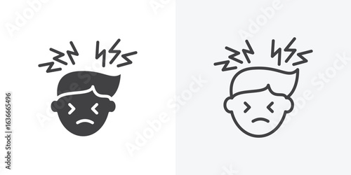 Headache icon icon. Line Art And Clip art Style Design