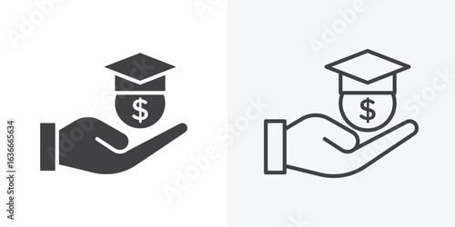 Education cost icon. Line Art And Clip art Style Design