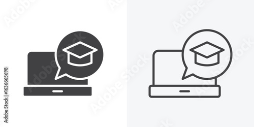 E learning icon. Line Art And Clip art Style Design