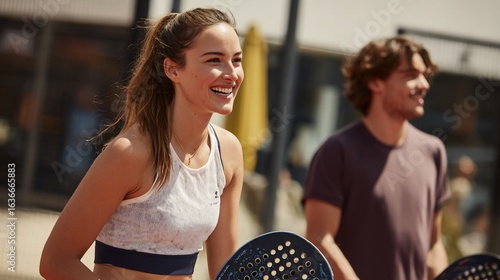 Smiling Padel Players After Game, Outdoors