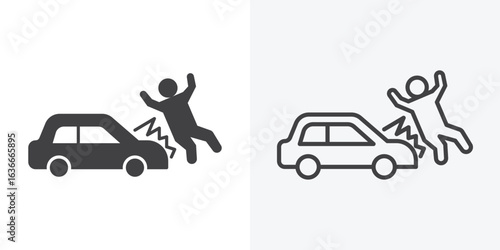 Car accident icon. Line Art And Clip art Style Design