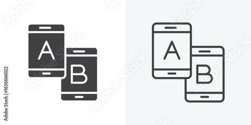 A B testing icon. Line Art And Clip art Style Design