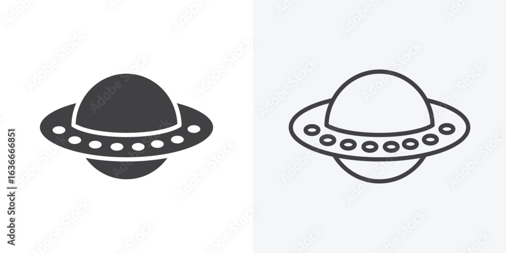 Fototapeta premium UFO icon. Line Art And Clip art Style Design