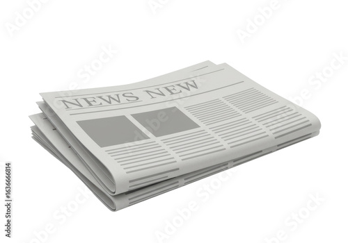 Isolated Stack of Folded Gray Newspapers