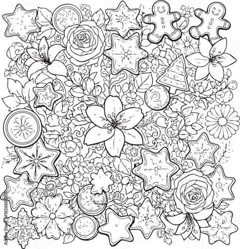 christmas, flower, pattern, floral, seamless, vector, decoration, illustration, wallpaper, ornament, vintage, design, rose, nature, art, texture, leaf, flowers, pink, summer, plant, card, element, dec