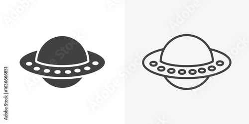 UFO icon. Line Art And Clip art Style Design